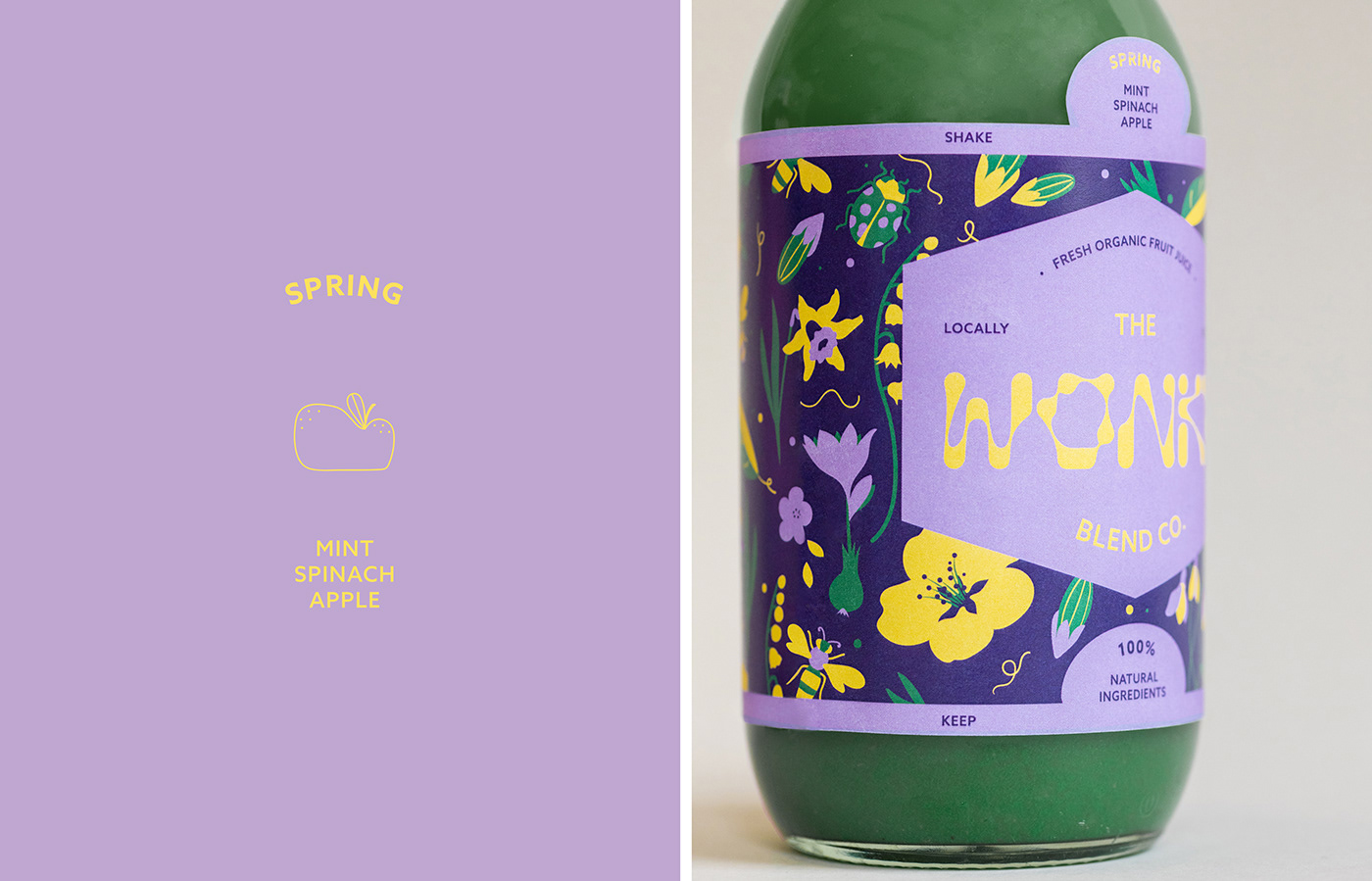 ecopackaging BuyLocal   season color juice fruits Sustainable pattern logo Label