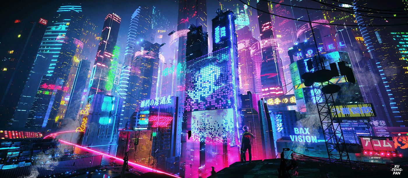 city Cyberpunk octane c4d moi3d light Scifi