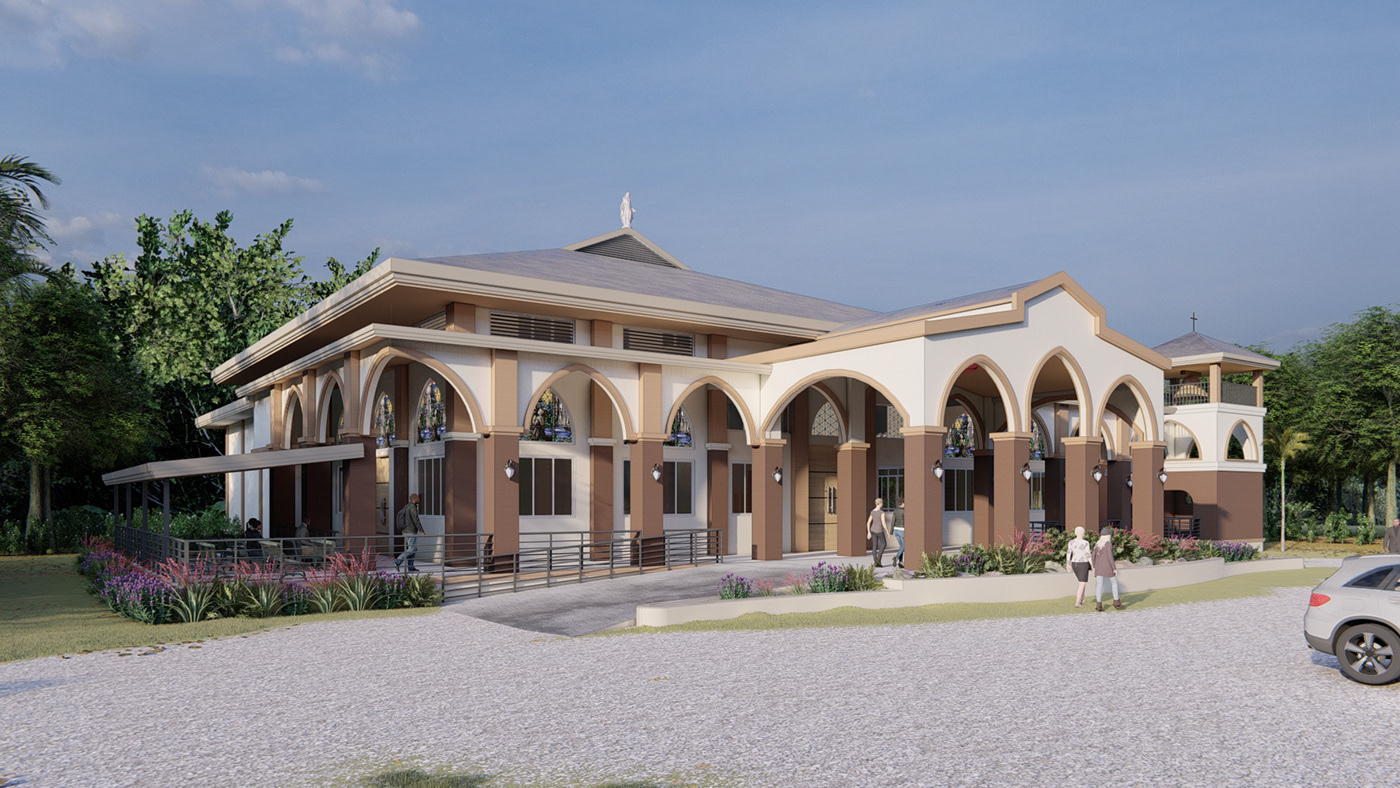 3d modeling 3D Rendering catholic church exterior parish renovation