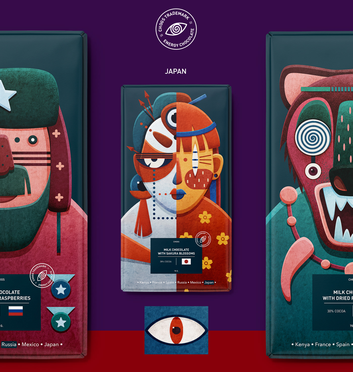chocolate packahing japan illustration face character design