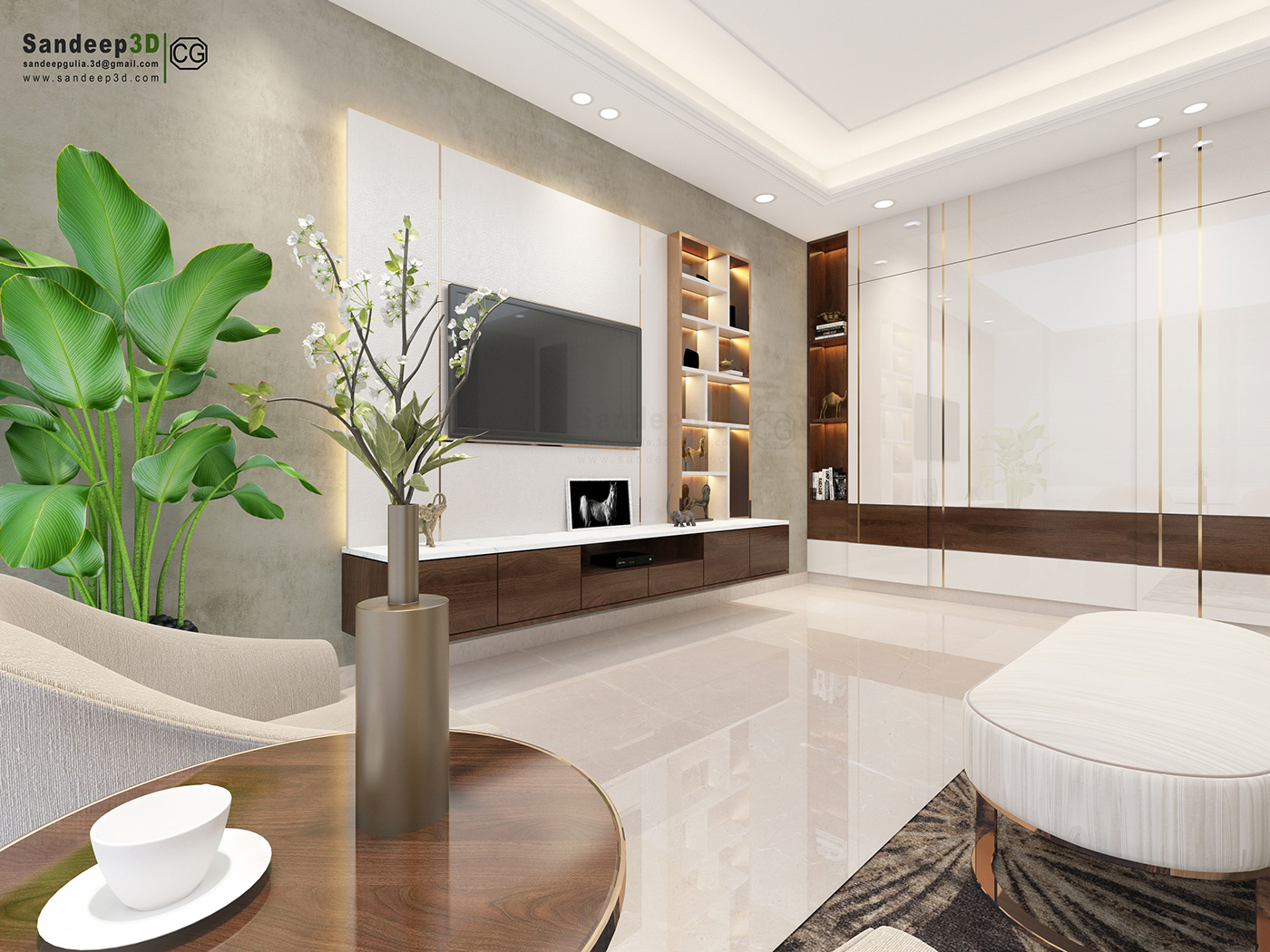 Interior modern visualization 3D vray photoshop creative rendring design bedroom