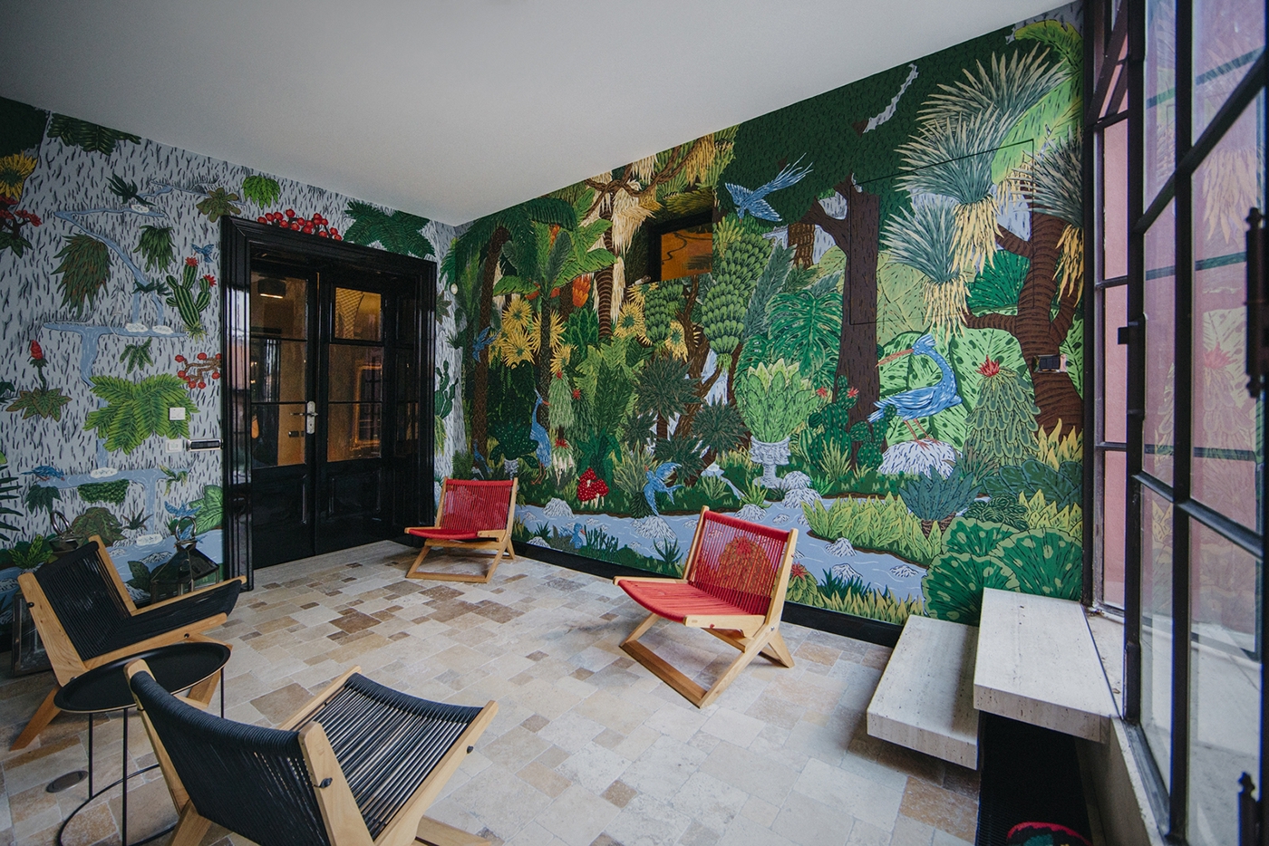 Mural sretan bor sretanbor indoor Interior wall wallpainting jungle Nature birds plants Flowers colorful room