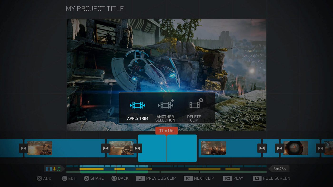 Sony playstation Video Editor Ps4 GUI user interface inspiration sony computer entertainment video streaming