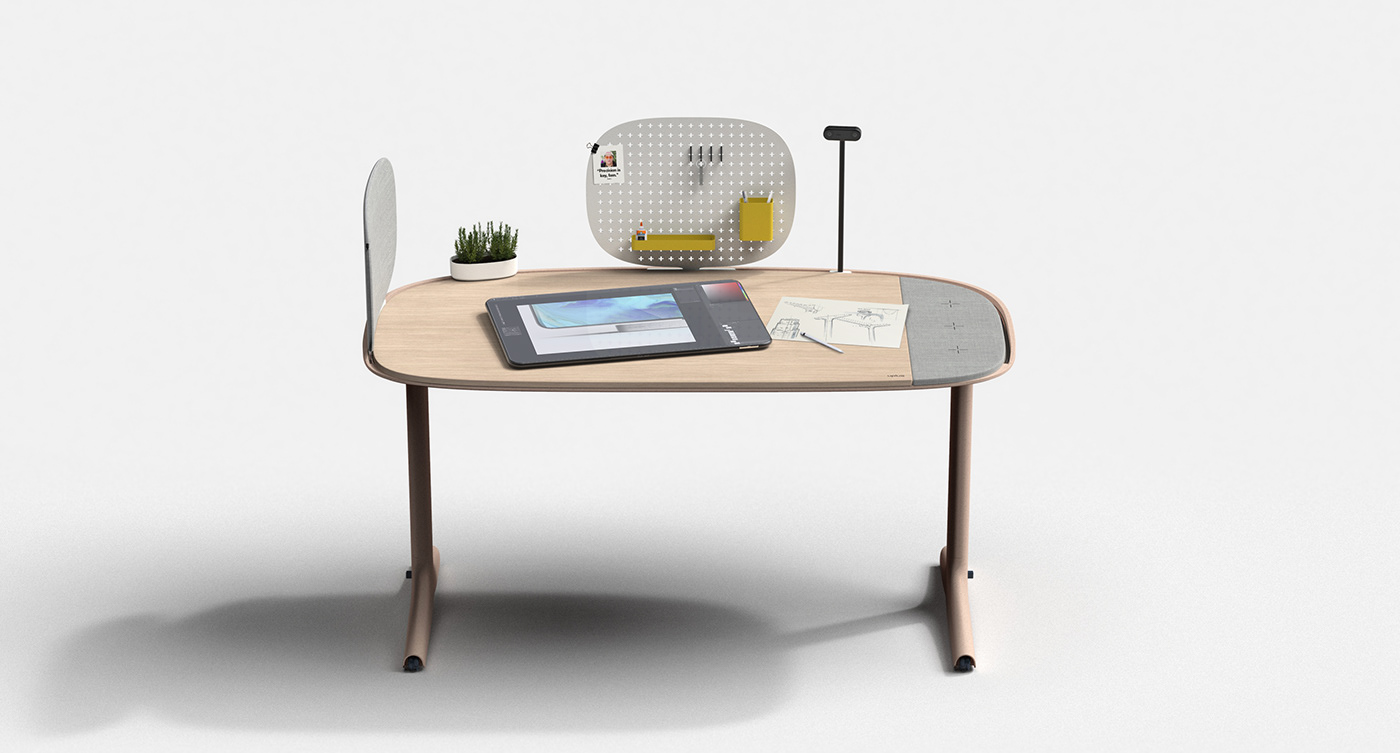 Uplus furniture table design wood plastic Office system future keyshot