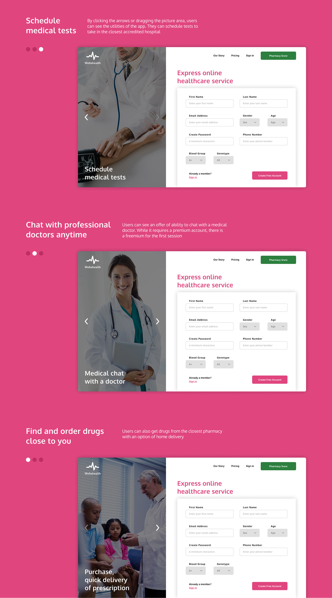 art creative doctor Health hospital landing Love online pink Web