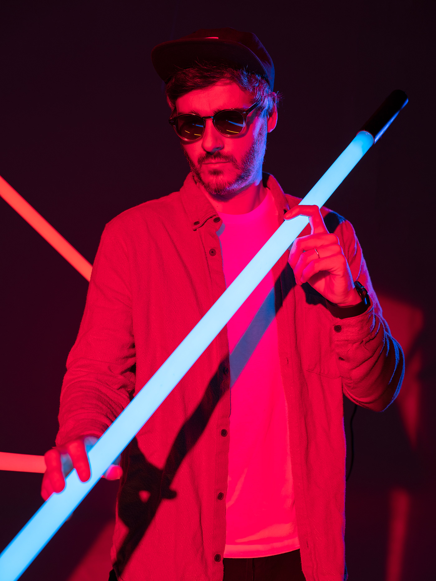 ArtDirection music musician neon projection promo