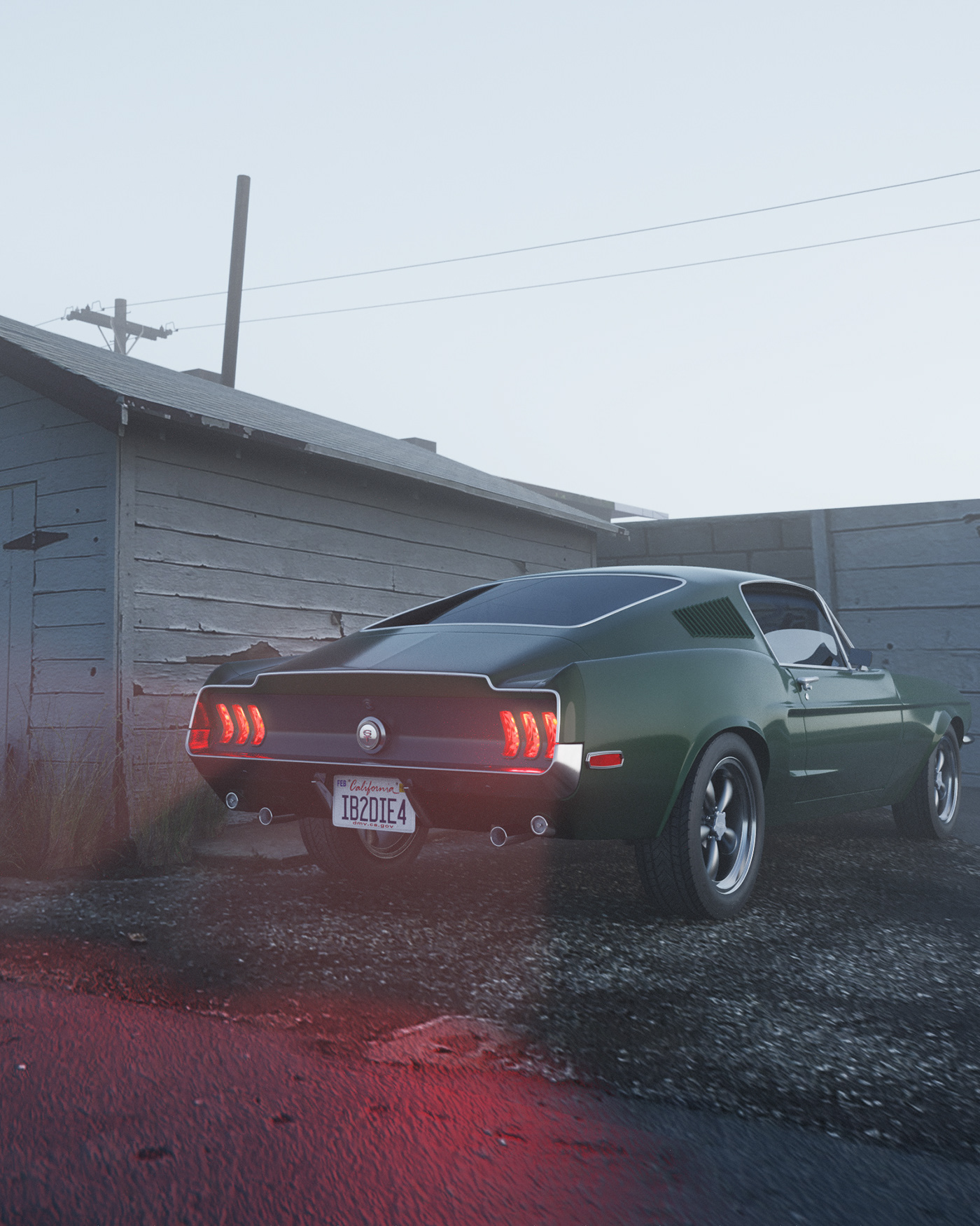 Cars classical cars 1970s Mustang Pontiac challenger 3D fog neon