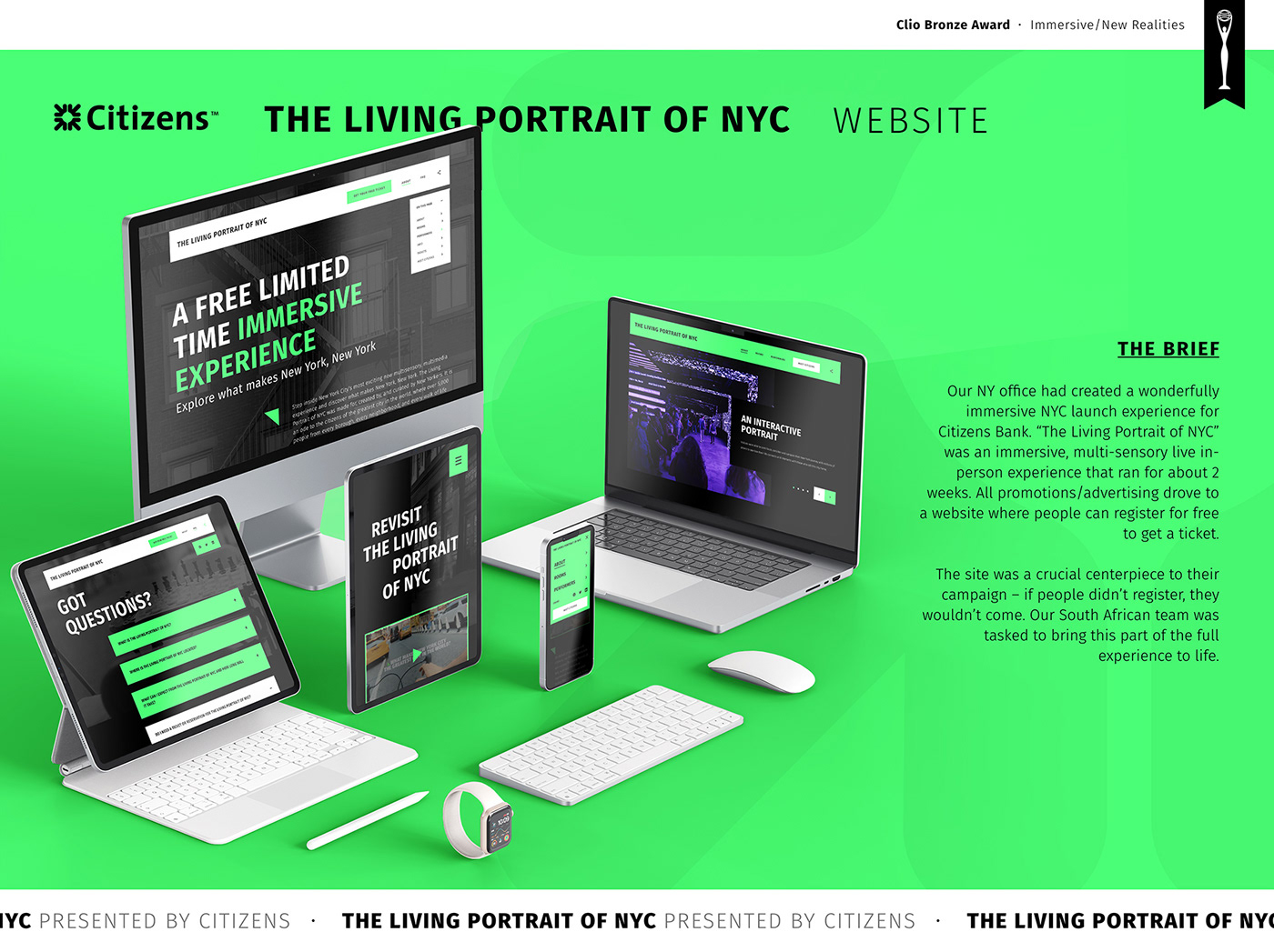 New York data visualisation Website tickets immersive experience design UI/UX Web Design  nyc Clio Awards