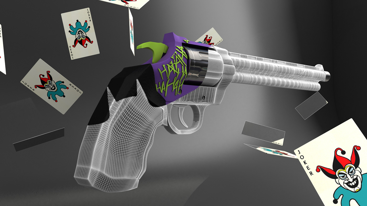 batman dc Gun Modeling ha ha joker modeling pistol design pistol modeling the joker