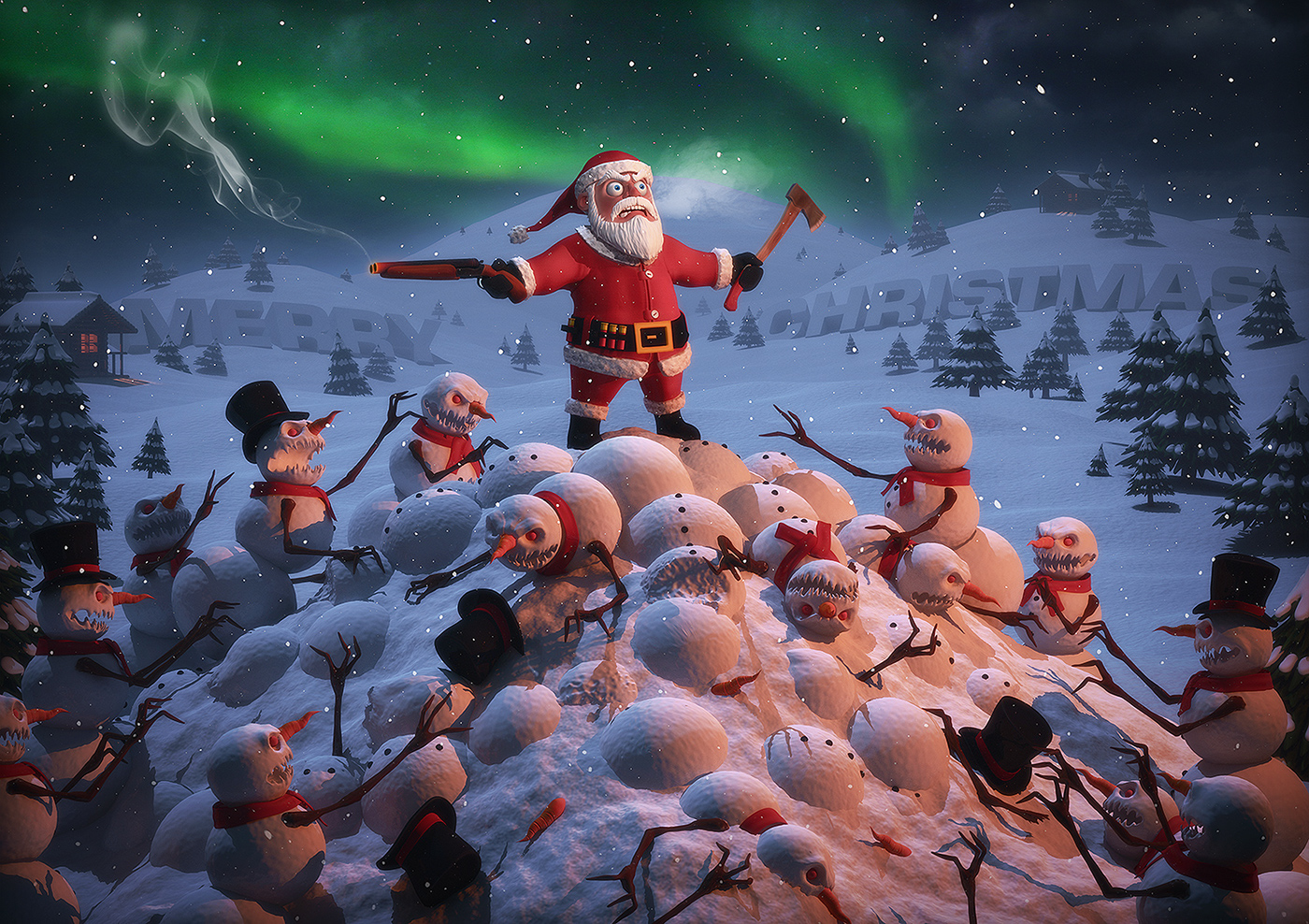 santa Christmas card snowman Holiday clause hunter Hero