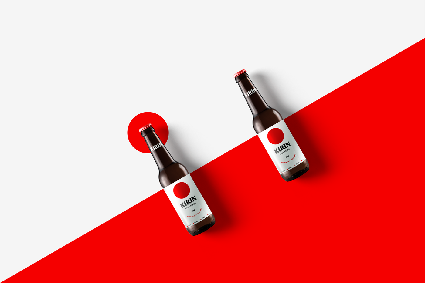 Kirin beer Label brand lapan red Packaging bottle circle concept