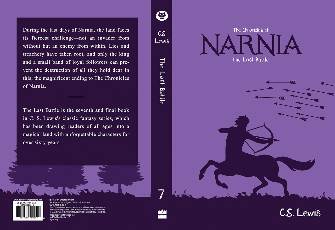 Narnia book cover graphic design  Student work lion witch wardrobe Fairleigh Dickinson editorial design 