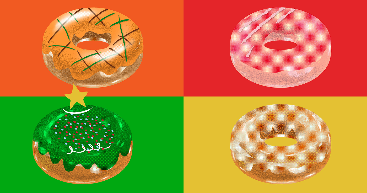 advertisement Donuts food illustrations KK krispy kreme video ad