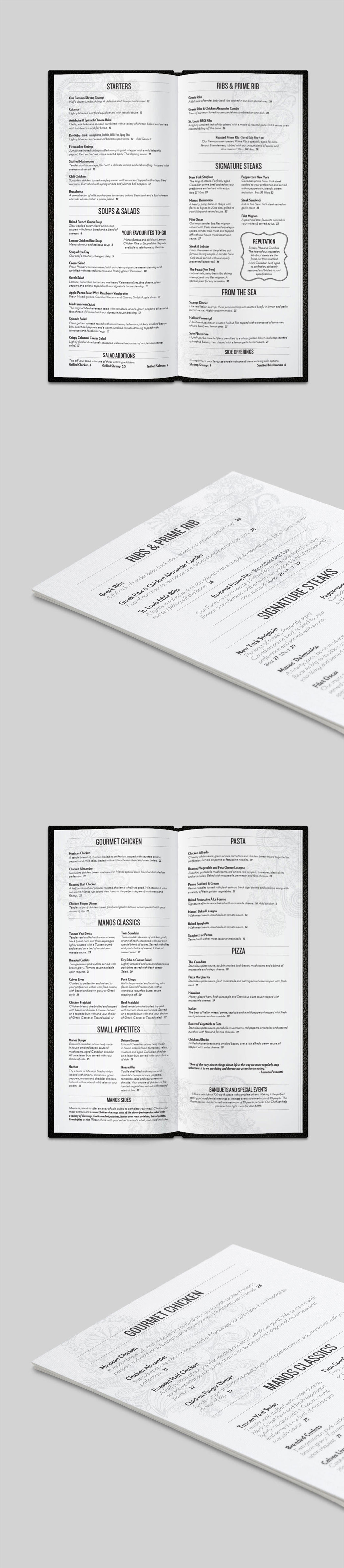 menu dinner restaurant design