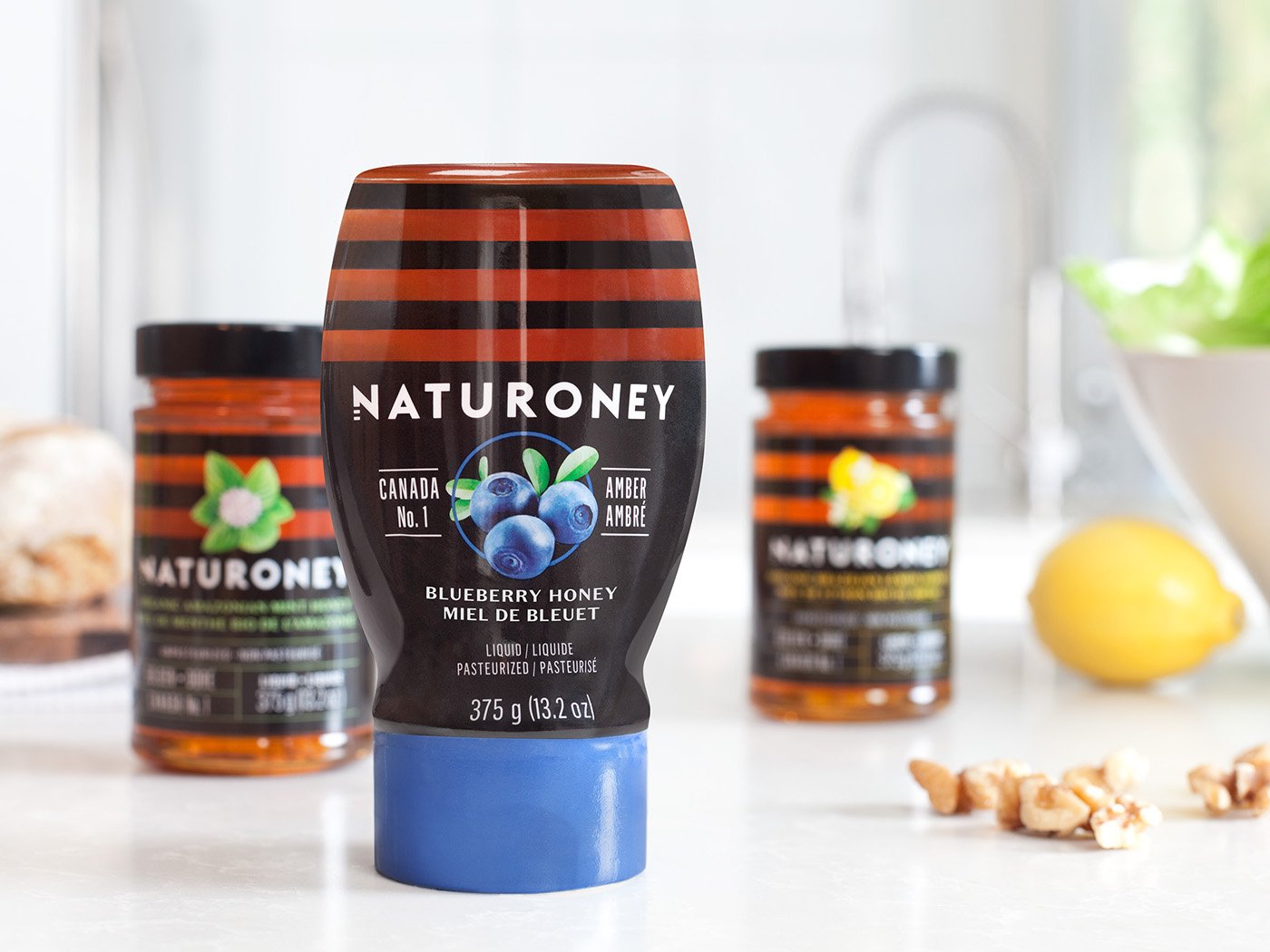 branding  Packaging design honey flower stripes bees Food  blueberry organic