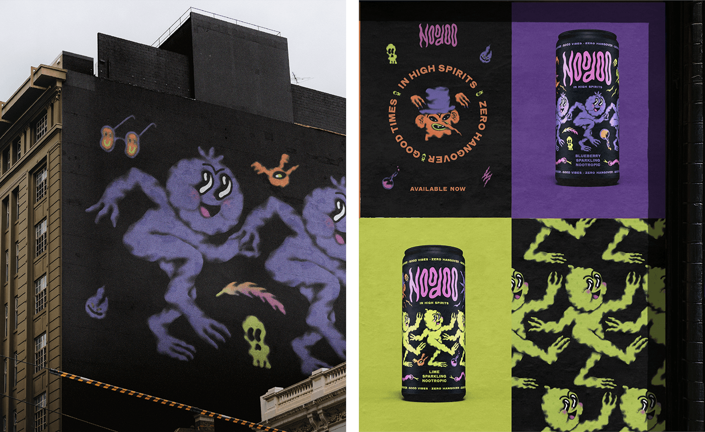 ILLUSTRATION  packaging illustration brand identity gif Character design  nootropics drink Packaging voodoo psychedelic