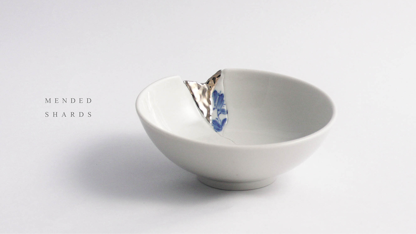 porcelain tableware Kintsugi broken Kintsukuroi gold craft craftsmanship design ceramic