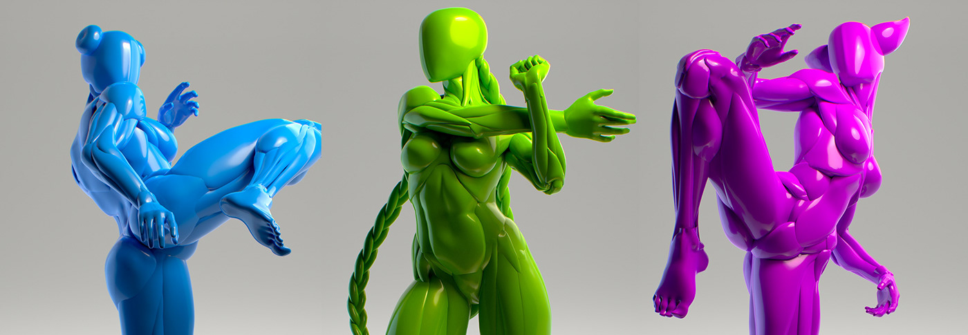 3D anatomy Cammy capcom Character design  Chun Li Digital Art  girls juri STREET FIGHTER