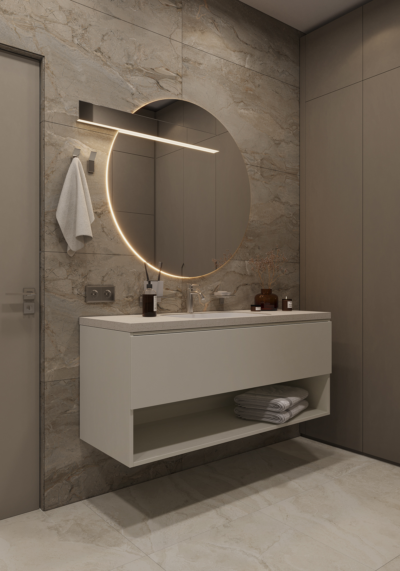 3ds max bathroom beige corona design Interior interior design  modern Render visualization