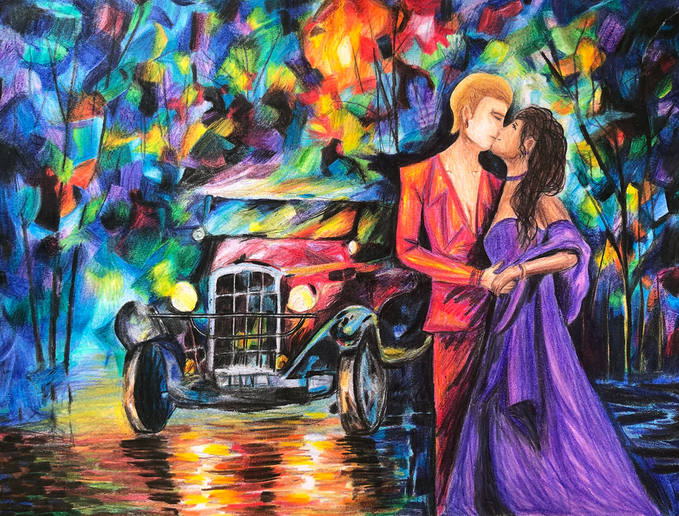 colored pencils gay Gay Pride leonid afremov  lesbian lesbian kiss lesbian pride LGBT master copy Oil Painting WLW