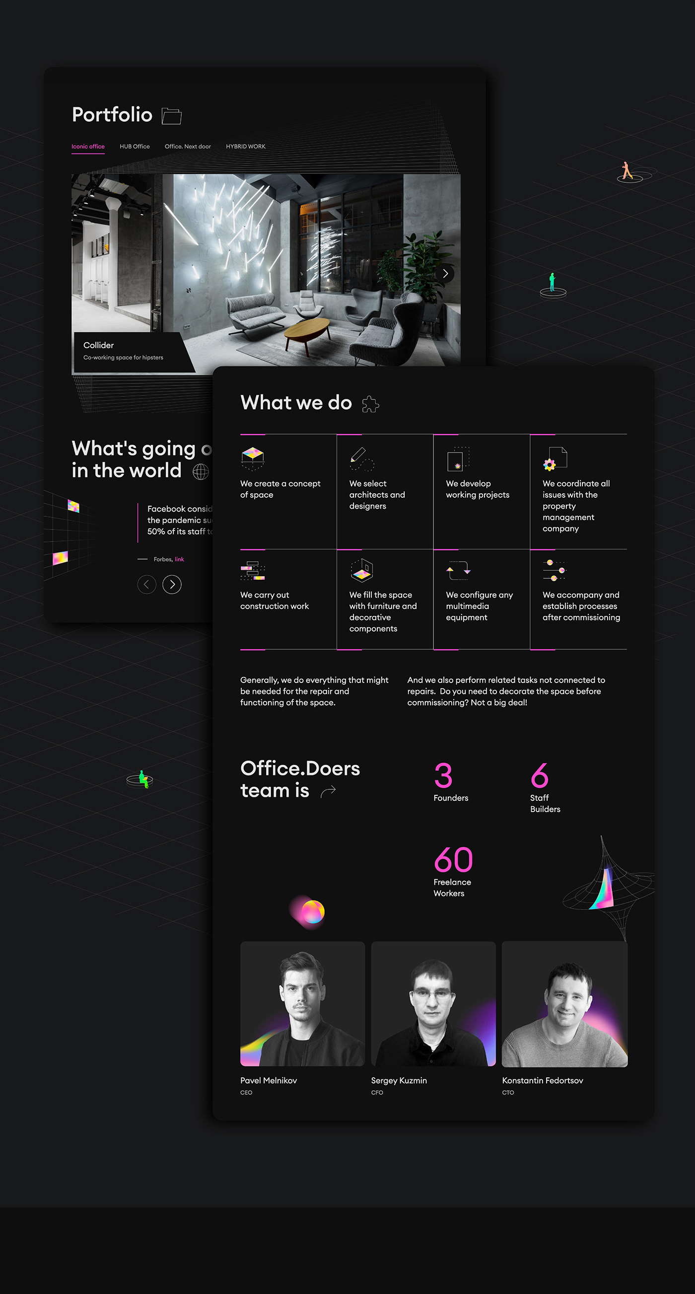 abstract design Isometric IT landing page line real estate services UI/UX Webflow