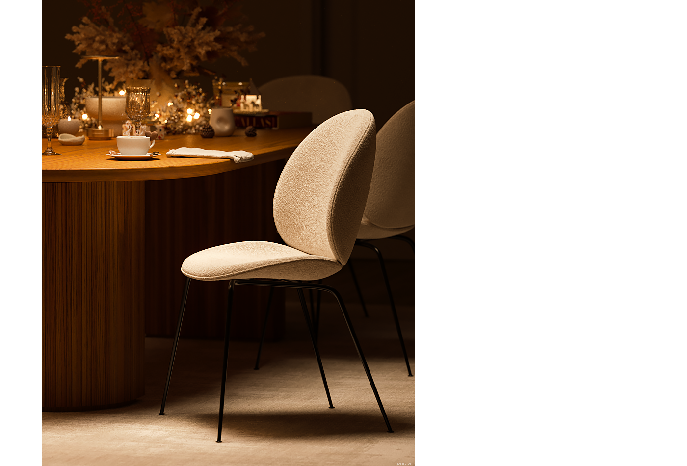 3d max corona render  interior design  dining GUBI polyviz Christmas dining table beetle dining chair