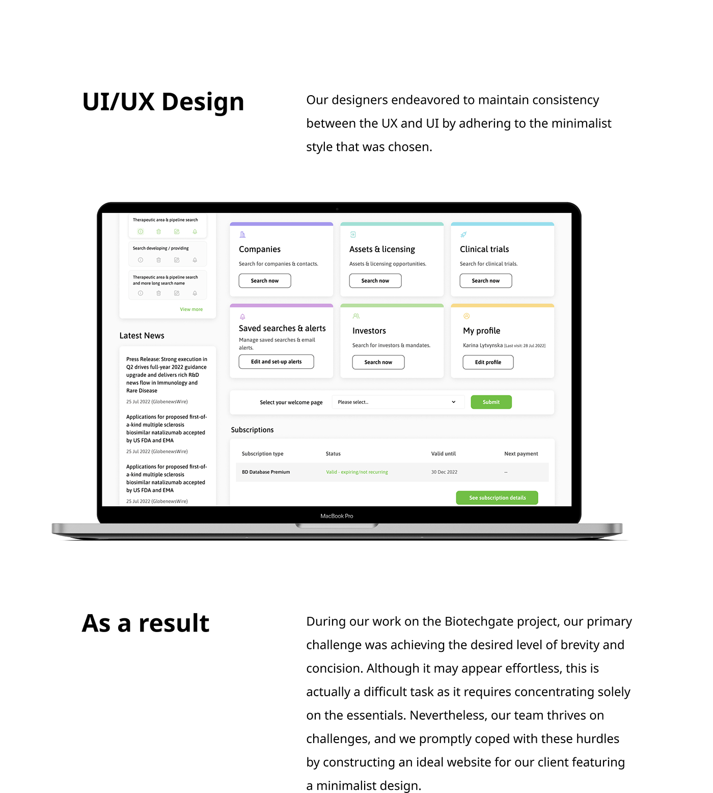 UI/UX design for biotechnology | Altum Software