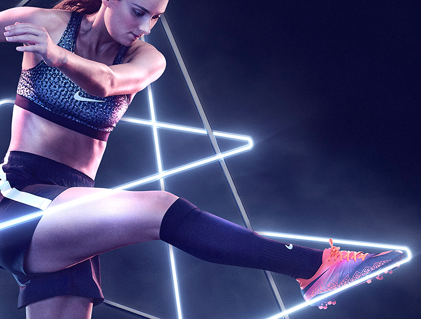sport CGI 3D Photography  neon football Crossfit dancing female Nike