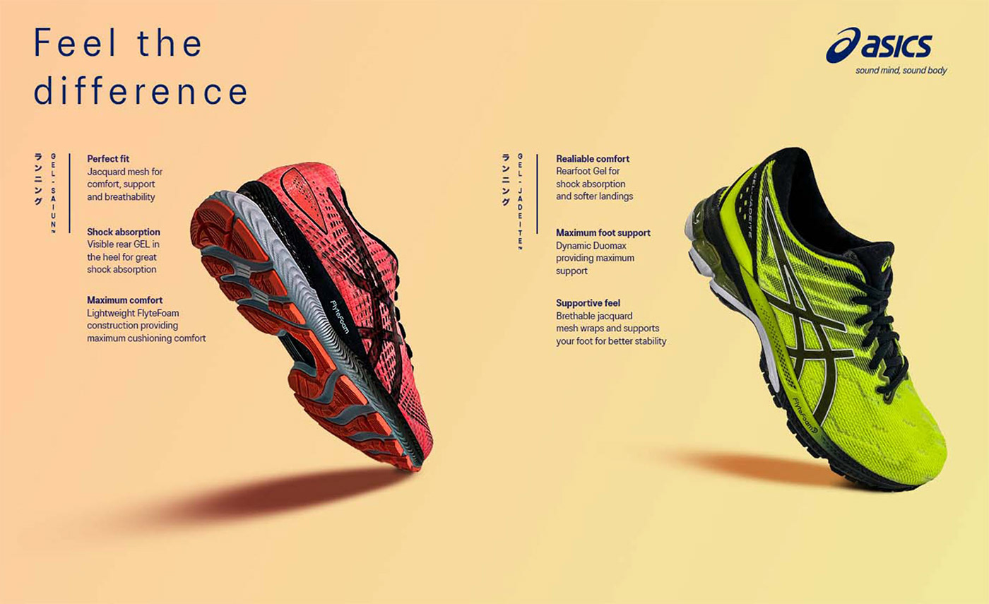 art direction  Asics creative concept footwear graphic design  Retail running sports Visual Merchandising