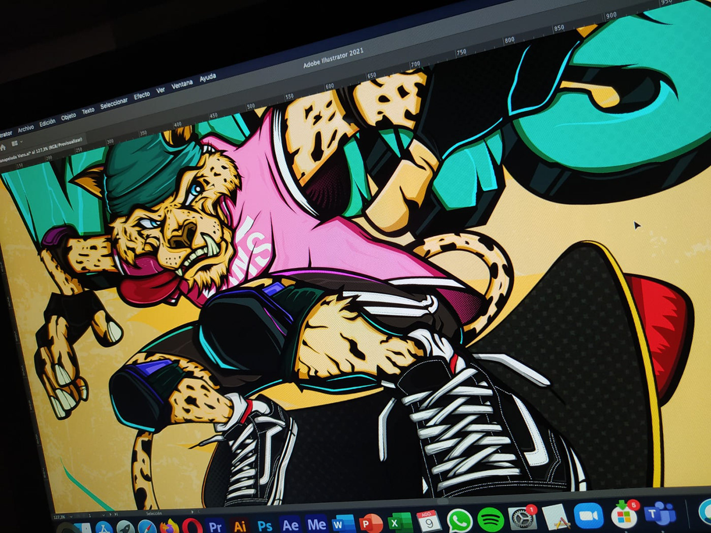 adobe illustrator Digital Art  digital illustration ILLUSTRATION  jaguar skateboard Vans vector Adobe Portfolio personajes