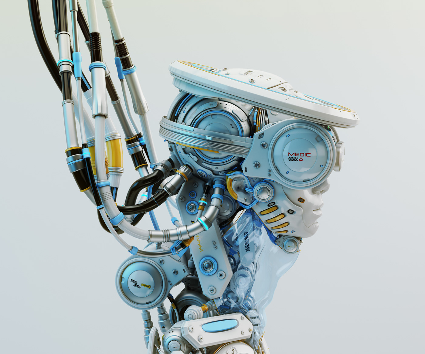 robot angel medic connected nimbus Halo saint Cyborg Scifi heeling