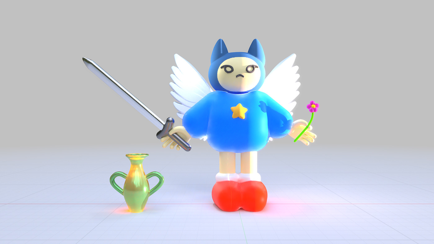 3D Render blender blender3d 3d modeling Character design  Sword wings fantasy artwork