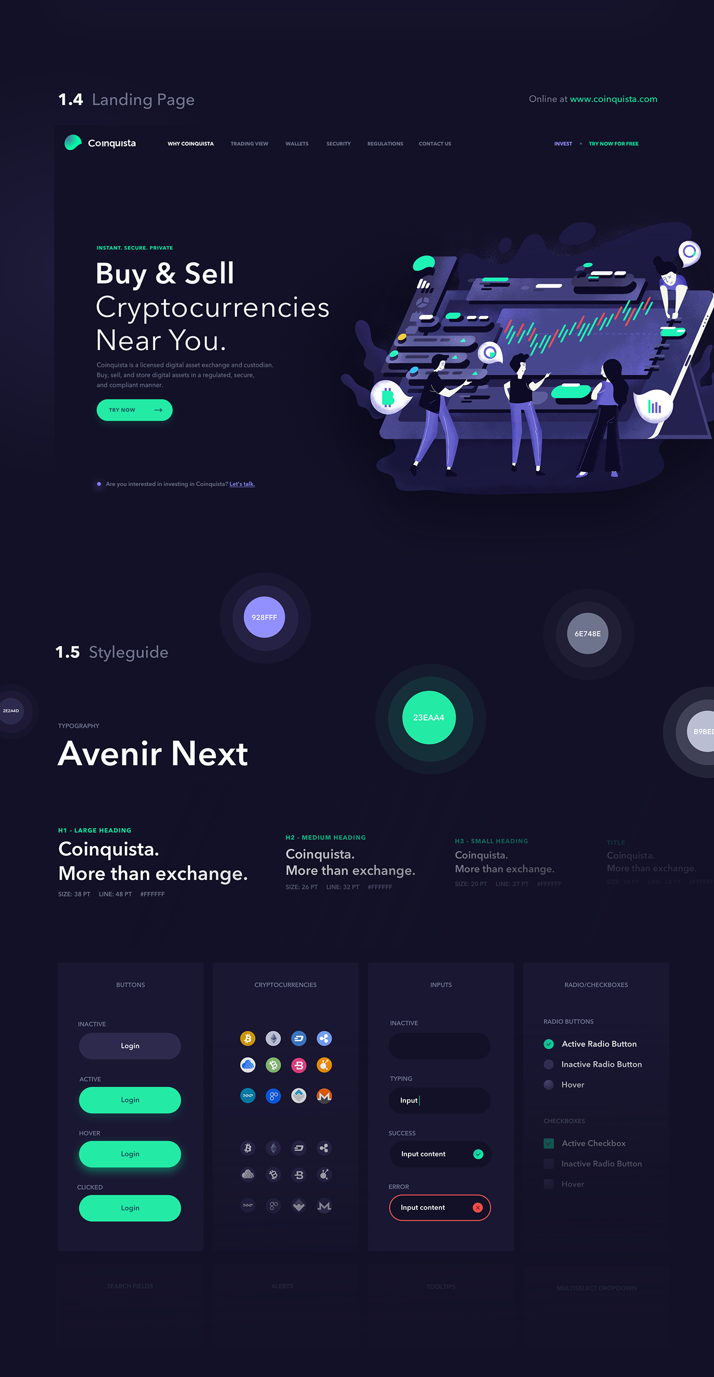 exchange cryptocurrencies crypto UI ux product design 10Clouds coinquista motion design