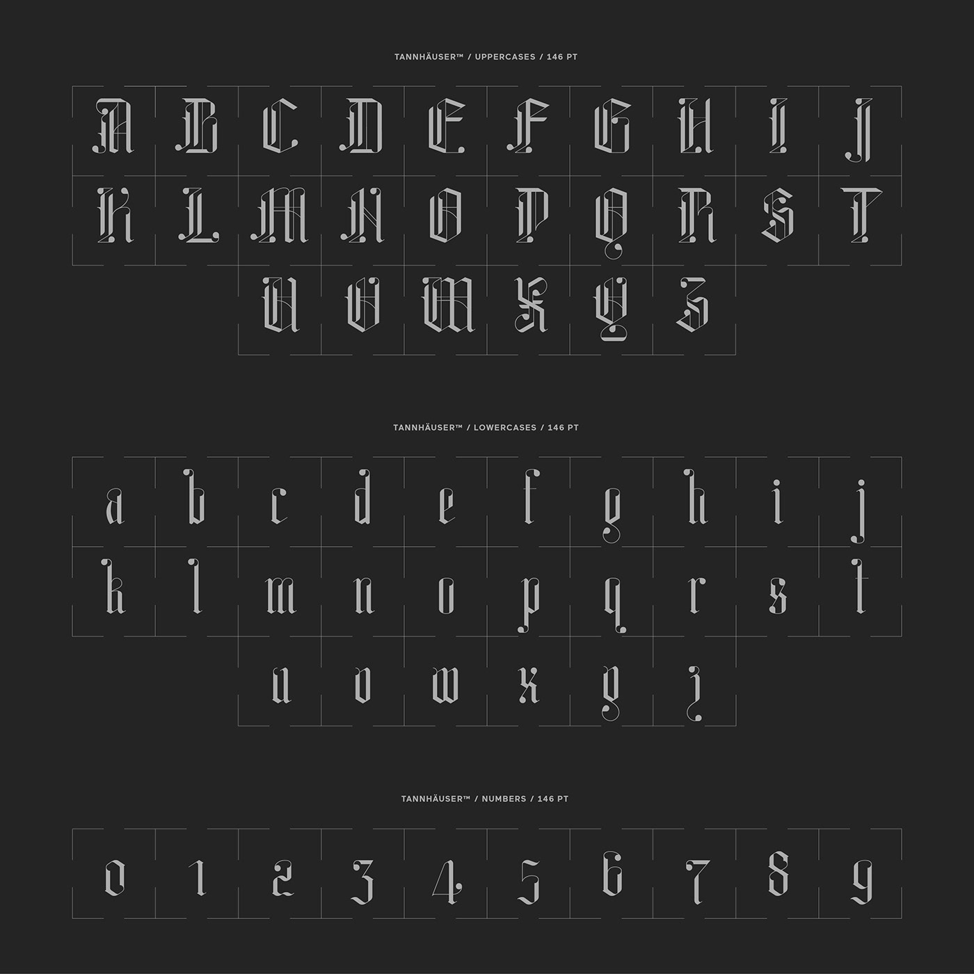Blackletter font fonts glyphs graphic design  textura type type design Typographie typography  