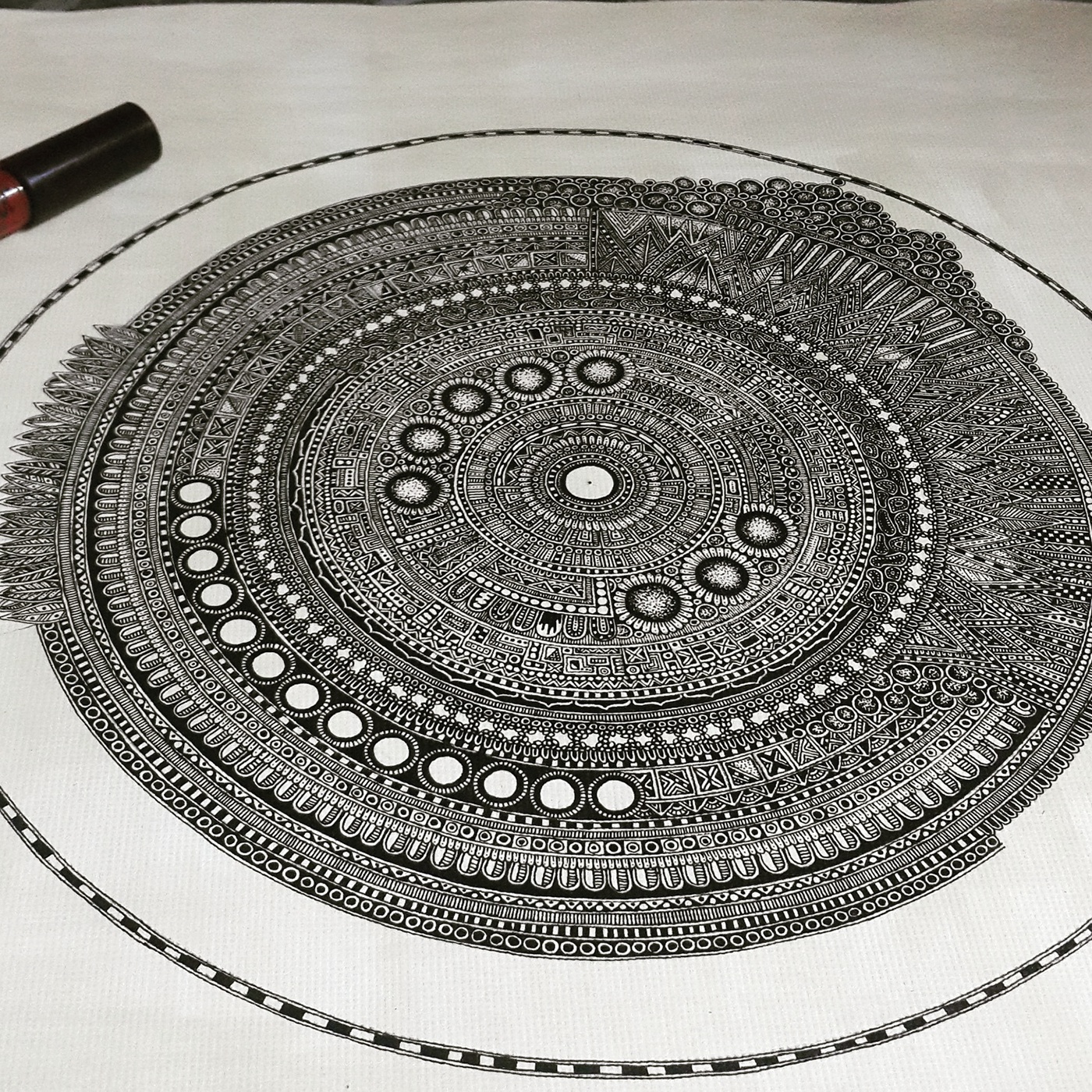 black ink art abstract Mandala design Patterns doodle doodler