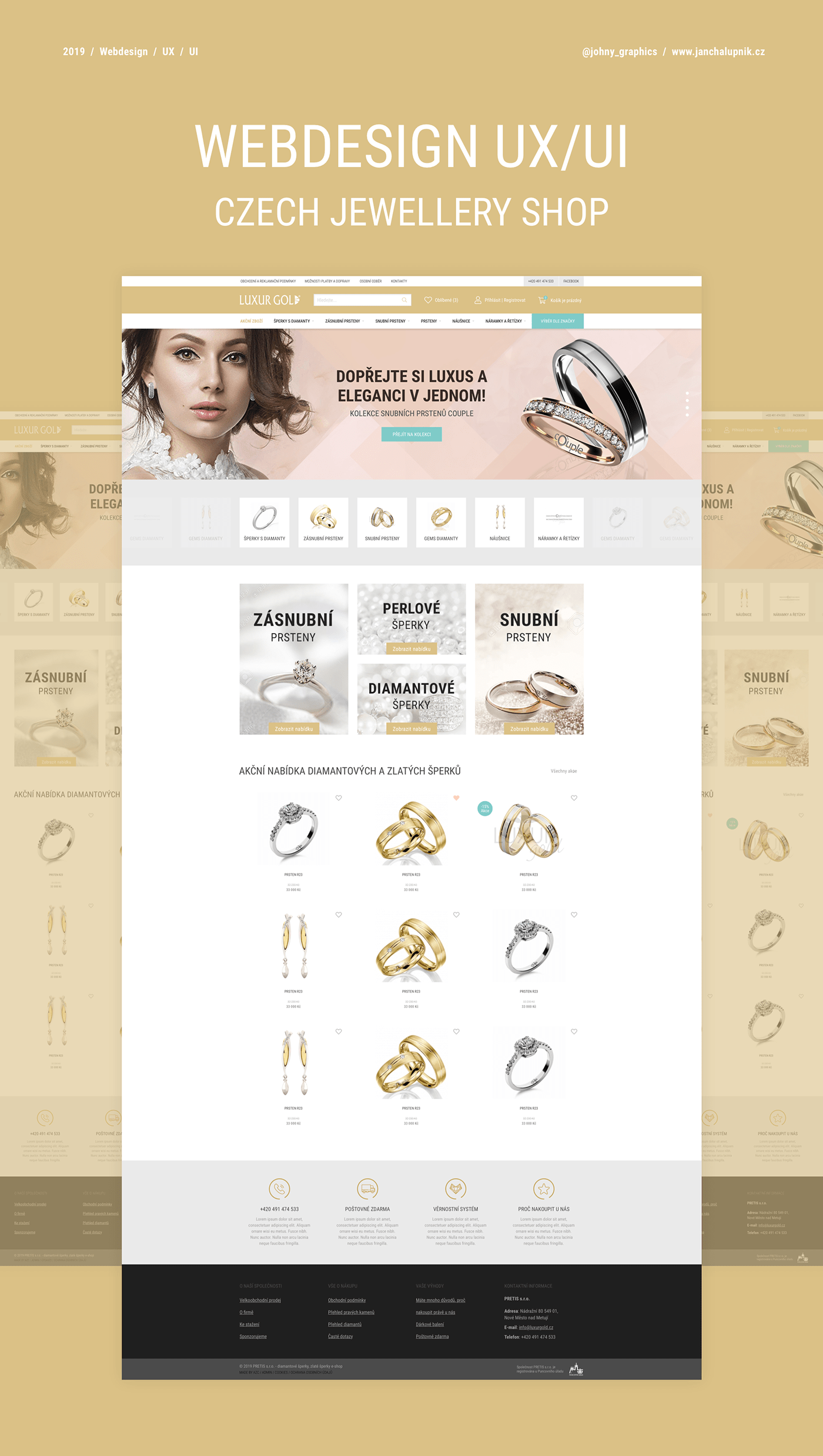 Jewellery eshop shop Webdesign gold rings wedding ui ux Website ring