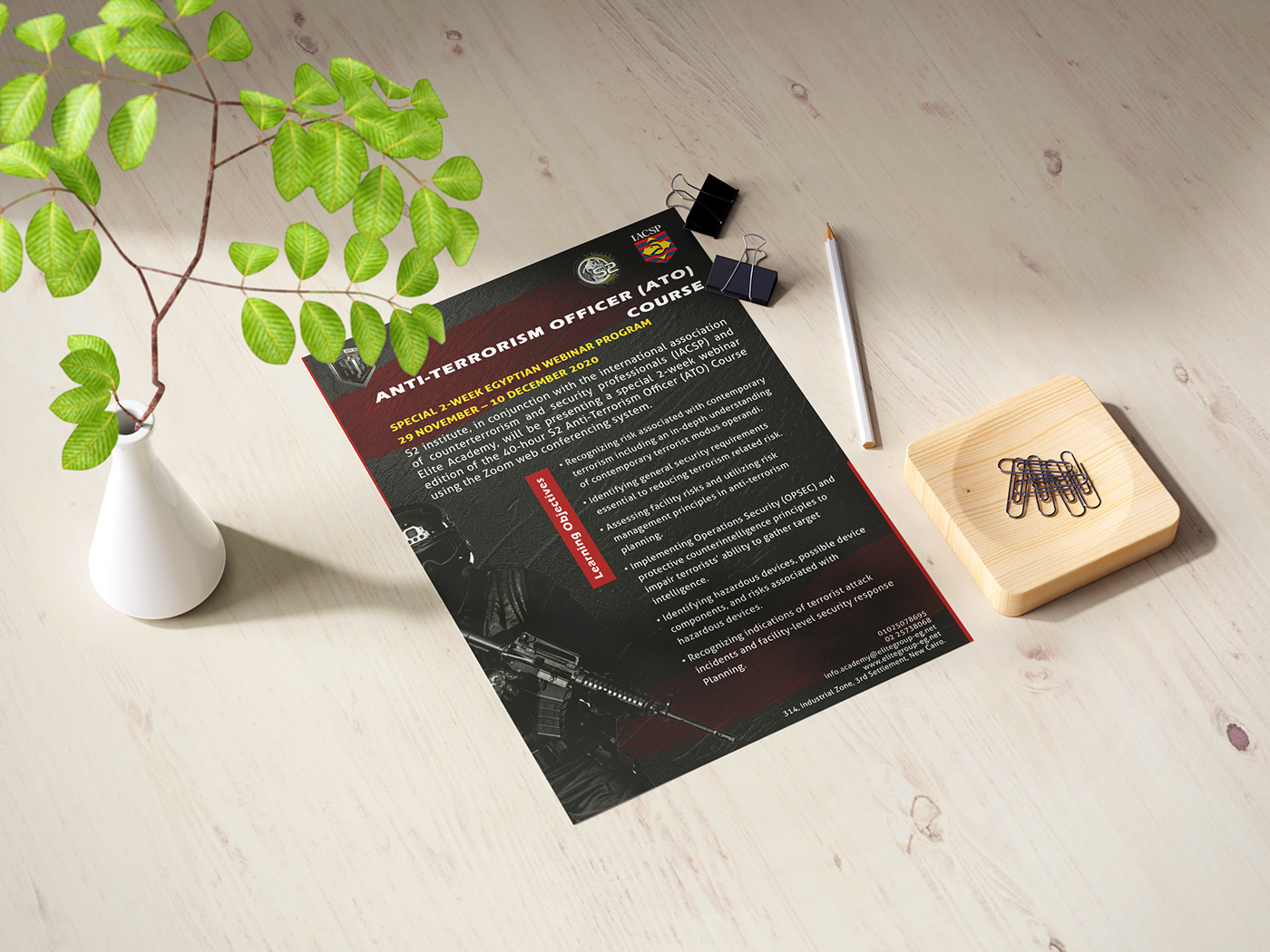 academy Anti-terrorism officer course educate flyer Mockup officer police Terrorism