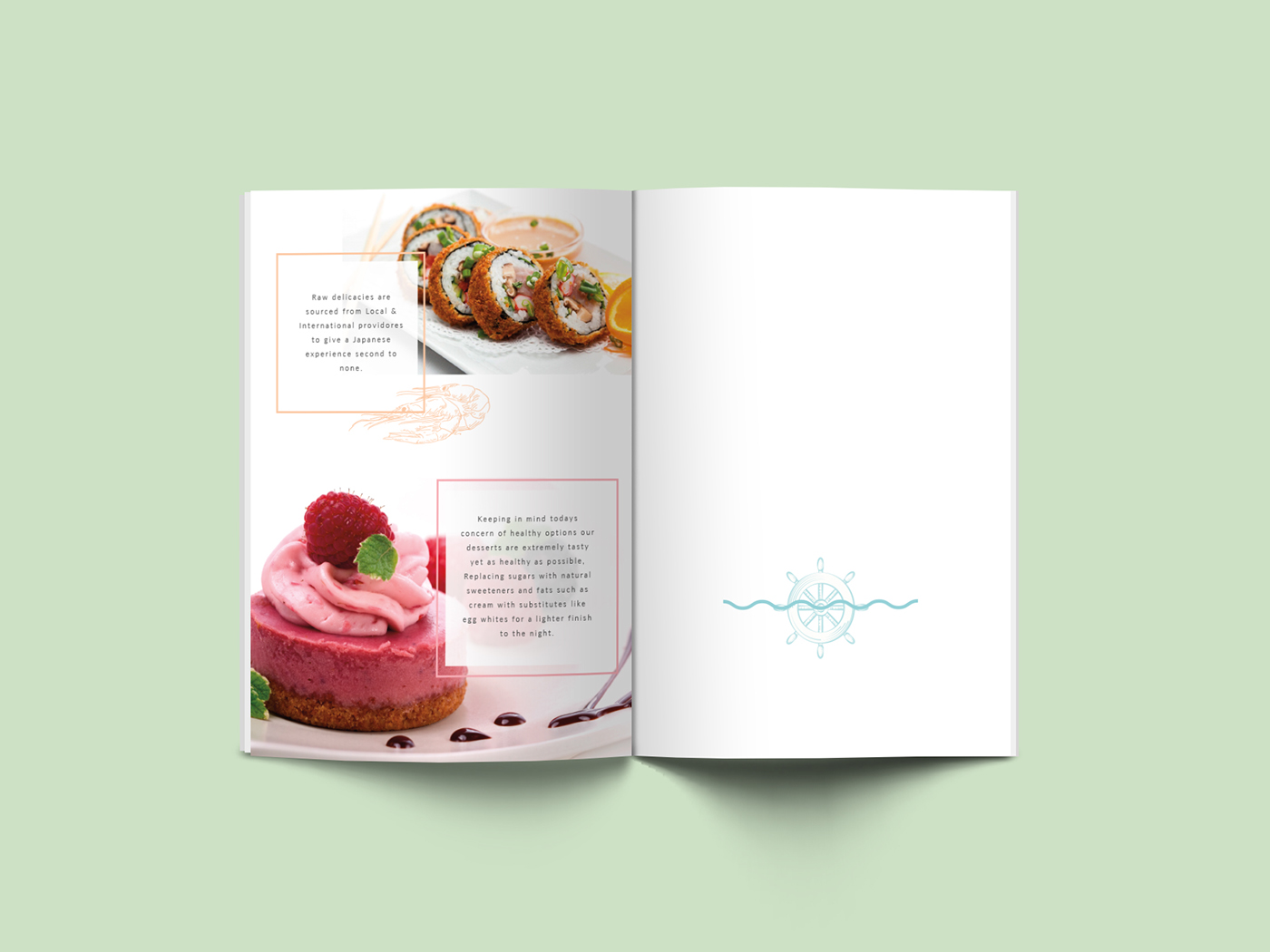 branding  menu graphicdesign Food  book yacht