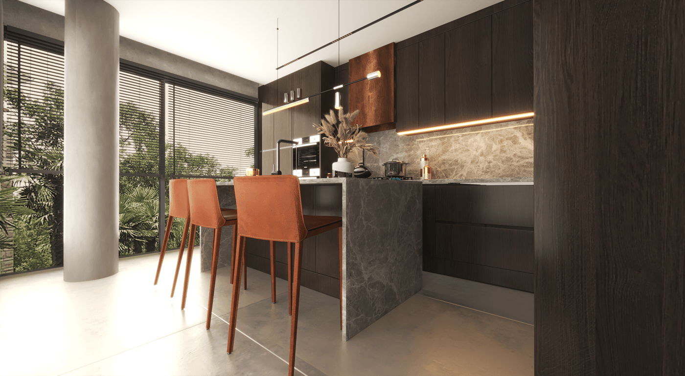 indoor architecture interior design  kitchen Render 3ds max vray visulation
