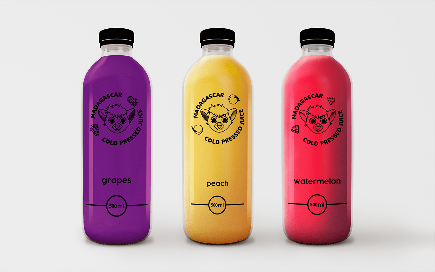 bottle branding  drink juice logo Logo Design concept fruits lemur