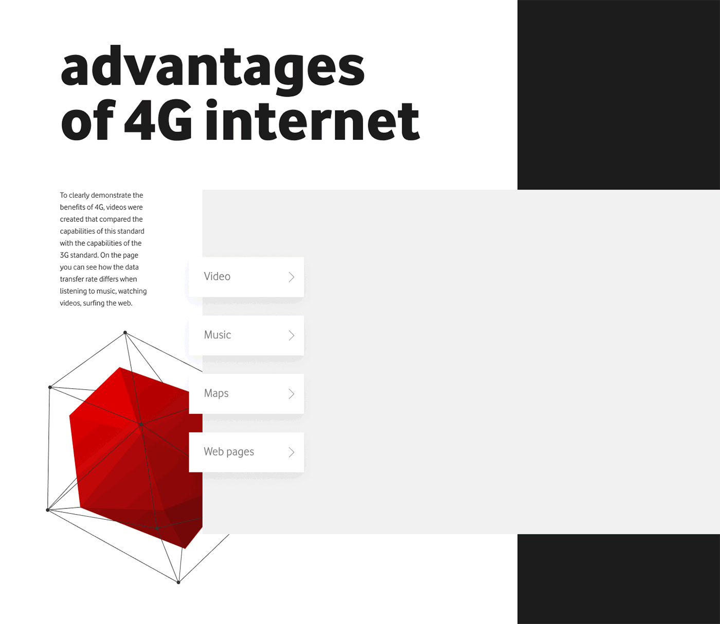 4G Internet animation  design development Interface site UI/UX vis-a-vis vodafone Web