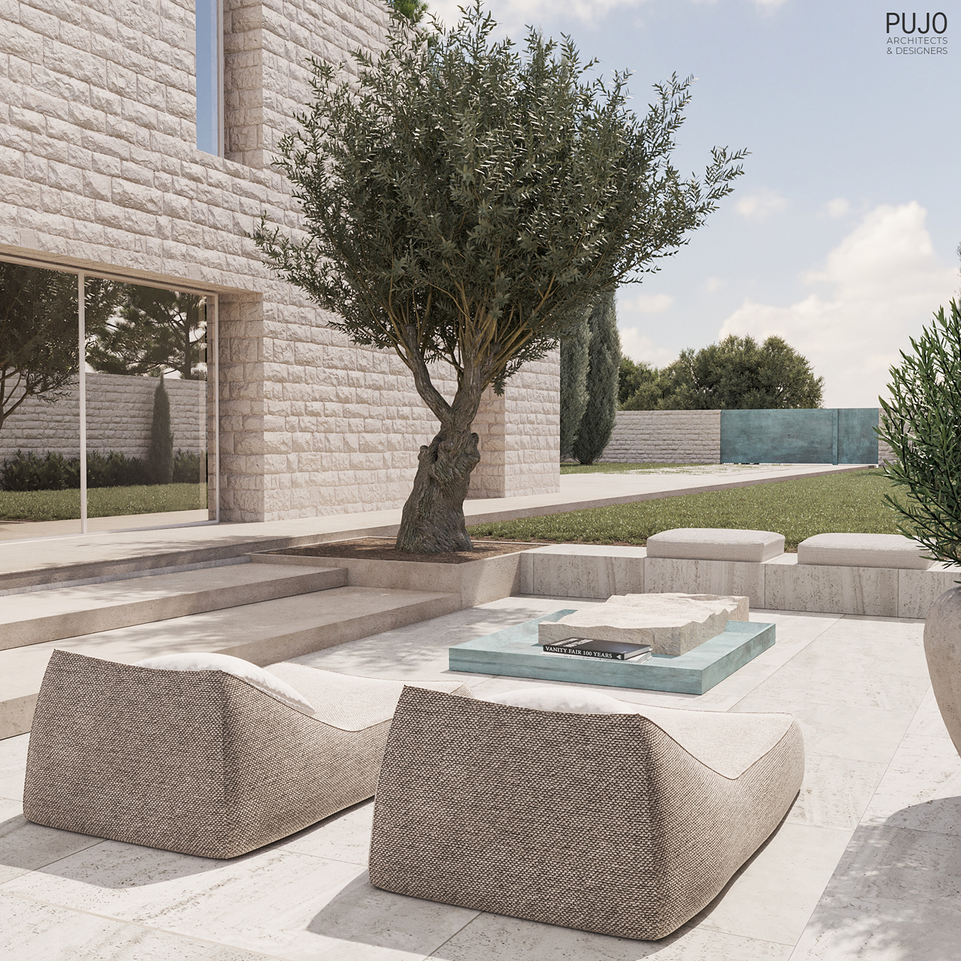 Luxury Design luxury homes PUJO ARCHITECTS PUJO A&D exterior Pool stone Outdoor Natural Stone Modern Exterior 