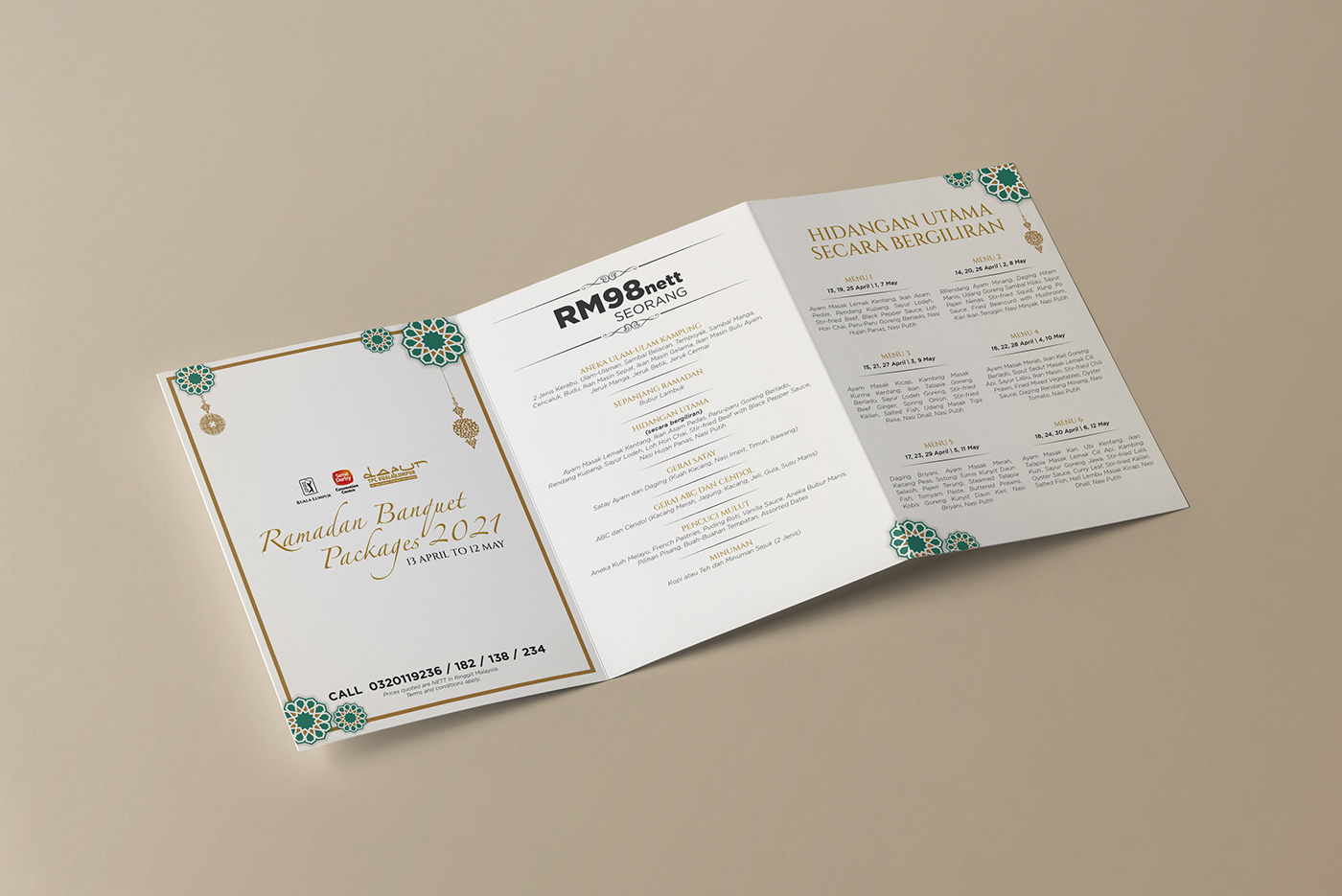 a5 dining Event flyer Food  golf menu SDCC TPCKL trifold