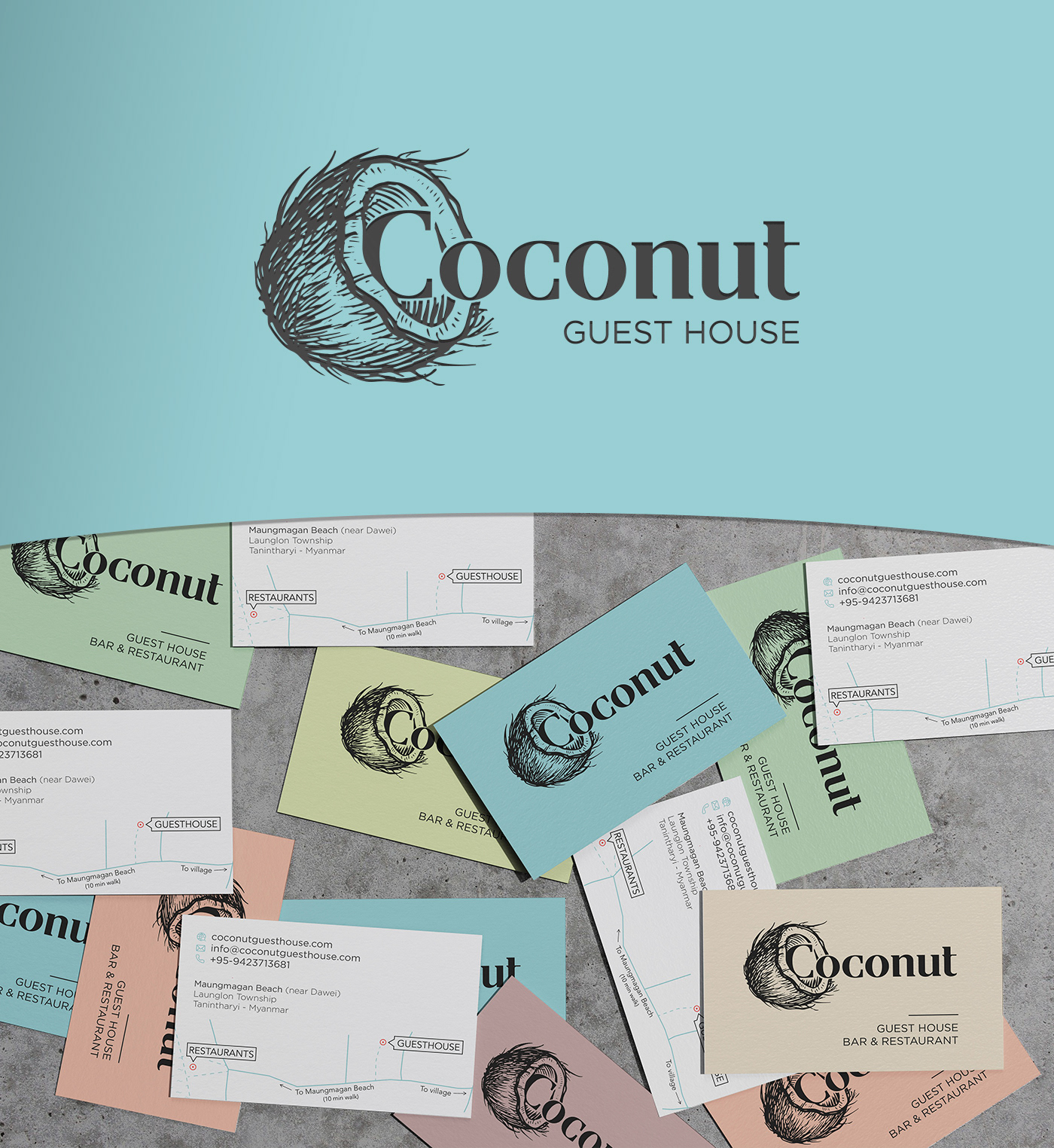 Logo Coconut Guesthouse & Business Card