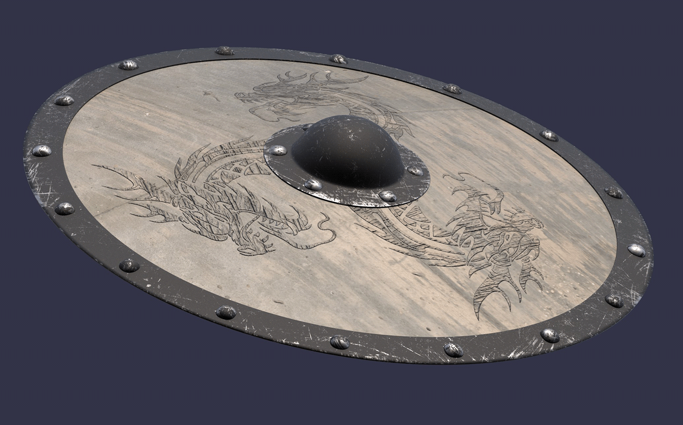 viking shield realistic threejs interactive modeling texturing 3D material Adobe substance painter