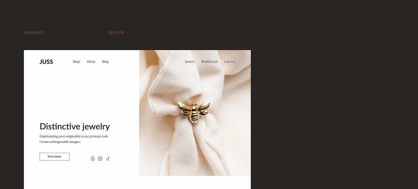 e-commerce Figma jewelry photoshop store UI/UX aesthetic boutique design jewelry shop Minimalism