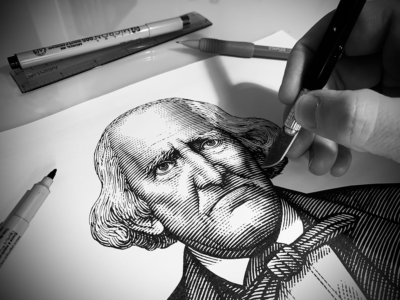engraving line art linocut portraits Portraiture scratchboard scratchboard engraving Steven Noble woodcut illustration