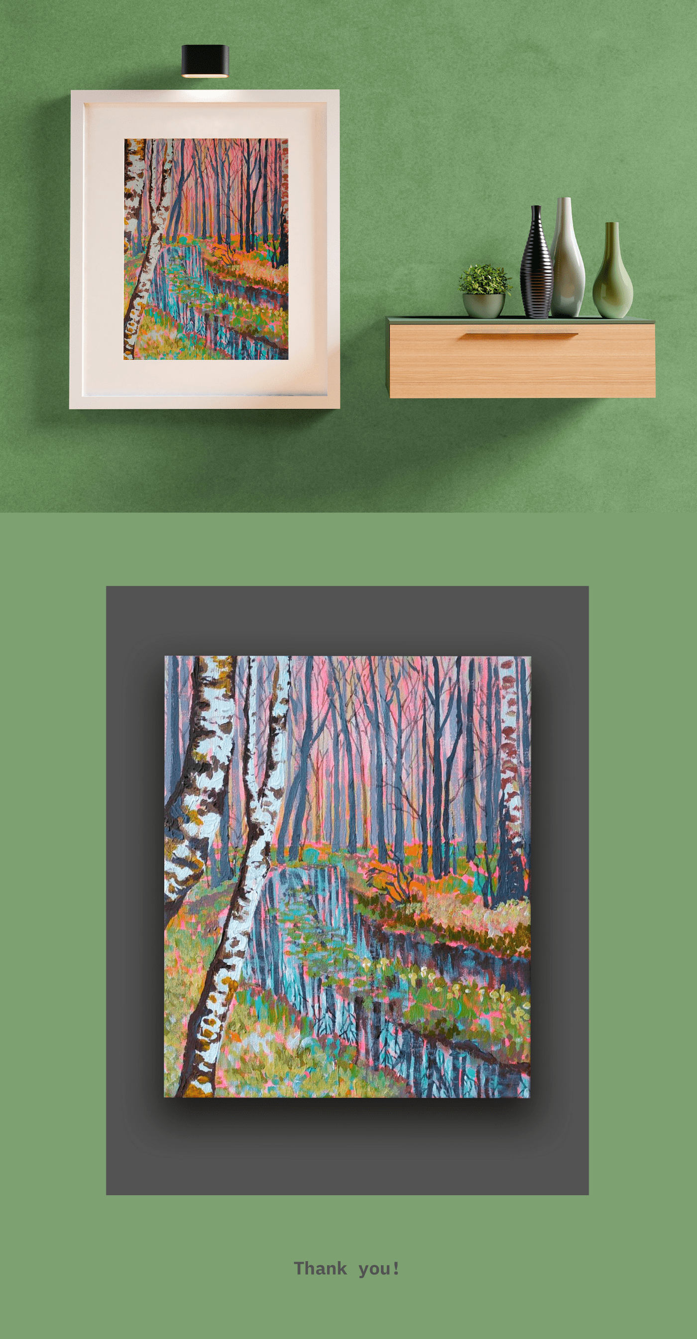 acrylic belarus canvas design forest Interior painting  