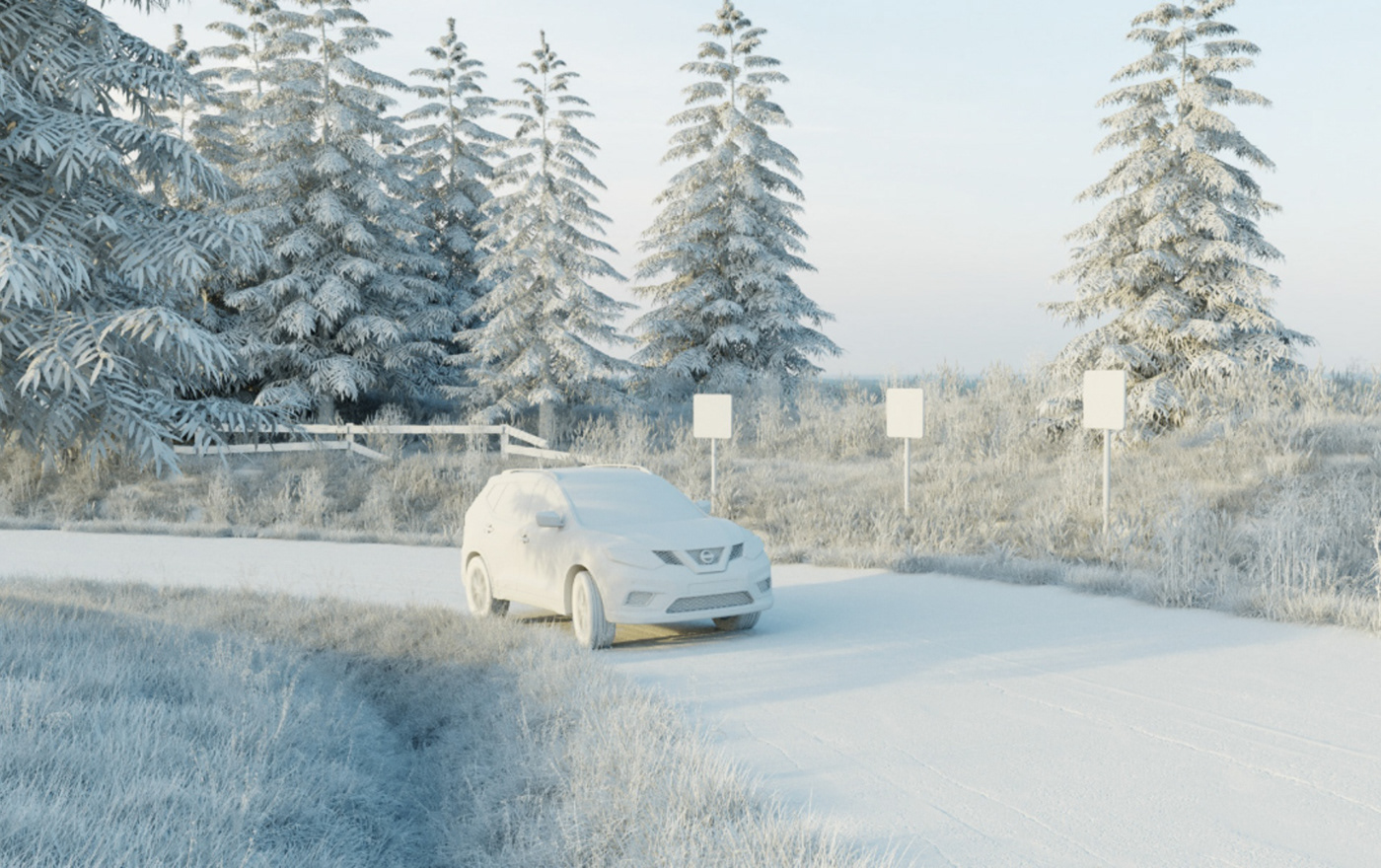 3D car CGI cinema 4d corona render  forest Nissan qashqai