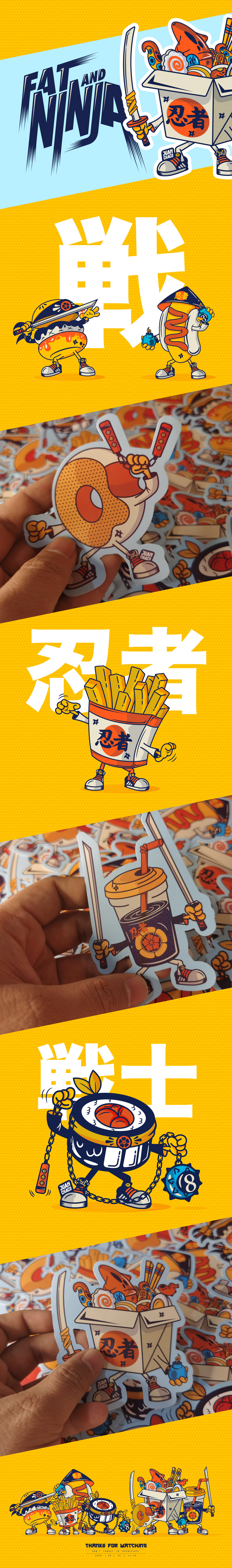 cartoon Character characterdesing Food  ILLUSTRATION  ninja sticker stickerart streetart